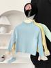 Camiseta Básica de Punto de Primavera para Bebé Estilo Occidental Suéter de Color Sólido de Cuello Semi-alto para Niña Top Versátil para Niños Moderno