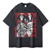 Camisetas de Shanks Vintage Lavadas Camiseta de Anime One Piece Overs