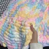 Cojín de Hilo de Bola Grande Manta Tejida a Mano Material para Colcha DIY Cubierta de Manta Hilo con Pompón Cojín Tipo Saco de Frijoles
