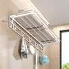 Prateleira de armazenamento de toalhas para banheiro, box, artefato de armazenamento de roupas para banheiro, toalheiro dobrável sem furos para banheiro