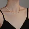 Lindo Brilhante Forte Luz Pérola Colar para Mulheres, Simples e Fashionável Corrente de Clavícula, Luxo Leve Nicho High-End Corrente de Suéter Gargantilha