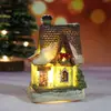 Decoraciones Navideñas Resina Luminosa Micro-Paisaje Casa Pequeña Decoración Navideña Adornos Pequeños Suministros para Regalos