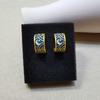 Europeo y Americano Simple Retro Esmalte Color Azul Tinta Estrella Luna C Aretes de Anillo Estrella Cósmica Aretes Aretes de Pin de Plata 925