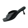 Sandálias de Couro para Mulheres, Sapatos de Verão Quadrados para Calçar, Saltos Agulha, Sandálias de Salto Alto para o Trabalho, Comércio Exterior, Dropshipping