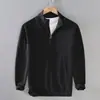 Novo suéter masculino de zíper com gola alta e meia, malha pullover, estilo coreano, casual slim fit, camisa de malha de manga longa