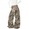 Jeans camuflados con bordado de letra de rama estilo callejero americano transfronterizos, pantalones de pierna ancha de diseño de nicho unisex al por mayor
