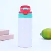 Taza Sublimación Transfronteriza de 20 oz Recta con Popote Termo de Acero Inoxidable 304 con Tapa de Asa para Coche Portátil DIY