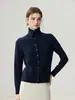 Cárdigan de Cachemira de Alta Gama para Mujer 2026 Otoño/Invierno Nuevo Lanzamiento Diseño de Nicho Casual Adelgazante Suéter Abrigo de Cuello Alto