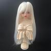Peluca BJD de fábrica con toma real para bebé con flequillo ordenado multicolor de seda suave opcional, cabello largo y liso, conjunto de cabello de muñeca de 346 puntos