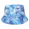 Novo em estoque chapéu de pescador com tie-dye pintado transfronteiriço, chapéu de dupla face masculino e feminino, chapéu de proteção solar casual para áreas externas, dois usos