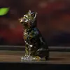 Grava de cristal natural zorro sentado adorno animal de resina para escritorio accesorio de decoración
