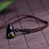 Obsidiana Ojo de Arcoíris Natural Colgante Calaba Sello Dorado Mantra de Seis Palabras Adorno de Cristal Collar de la Fortuna para Hombres y Mujeres