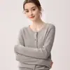 Cárdigan 100% Cachemir Puro para Mujer Cuello Redondo Manga Larga Tejido Versátil Estilo Coreano Suéter de Estilo Suave Suéter de Cachemir Ropa de Abrigo