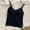 Camisola de Renda Estilo Francês Puro Desejo com Bojo Embutido, Colete Slim de Renda para Usar por Baixo com Decote V e Copas Fixas, Adequado para Usar por Cima