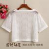 Roupas de xale fino estilo chinês, simples, cor sólida, protetor solar de verão, flor, curta, primavera e verão, moda feminina, manga curta, roupa externa