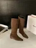 Primeiro Encontro Aumento Sazonal de Altura Emagrecimento Botas Longas para Cavalgada Botas Femininas 2026 Outono/Inverno Botas Arredondadas Marrom Maillard Botas Longas