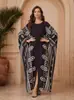 Vestido estampado de estilo europeo y americano, holgado, talla grande, con mangas murciélago, abertura y diseño de capa de longitud media, nuevo para 2026, transfronterizo, para mujer