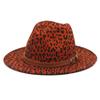 Moda europeia e americana chapéu alto com estampa de leopardo Outono e Inverno chapéu de Jazz venda quente transfronteiriça chapéu de feltro de lã aba plana chapéu alto de Jazz