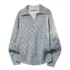 Suéter Tejido con Giro Retro Nasa con Solapa para Hombre, Nuevo Estilo Otoño, Falso Dos Piezas, Top Deportivo Casual para Hombre