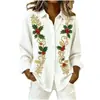 2026 Comercio Exterior Transfronterizo Sitio Independiente de Amazon Verano Camisa de Manga Larga con Estampado a Cuadros y Patrón de Enredaderas Único para Mujer