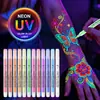 Canetas de Pintura Corporal e Facial UV Glow-in-the-Dark 18 Cores Transfronteiriças, Canetas Glow-in-the-Dark, Canetas Acrílicas, Canetas Criativas para Graffiti para Festas de Bar