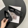 En Stock Zapatos Negros de Cuero para Mujer, Estilo Británico, Punta Cuadrada, Tacón Grueso, Mocasines Nuevos Casuales Versátiles de Suela Suave, Transpirables