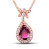 Colar de prata feminino japonês e coreano pingente de prata gota d'água pingente de rubi 18k ouro rosa joias de prata