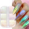 6 Colores en Caja Polvo Espejo Mágico para Arte de Uñas Estilo Japonés y Coreano Arte de Uñas Hielo Transparente Polvo Aurora Color Mágico Polvo Glitter para Uñas