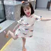 Conjunto de Falda y Camiseta para Niña 2021 Verano Falda para Bebé Niña Camiseta Arcoíris Estilo Coreano Linda Vestido Infantil de Longitud Media