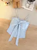 2046 # Camisola Dulce y Picante con Diseño de Lazo y Almohadillas para Sujetador Integradas para Mujer, Top Exterior de Verano Ajustado