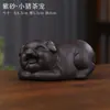 Mascota de té de arcilla púrpura Pixiu de la suerte Adornos Cerditos de escritorio Se pueden criar Decoración Boutique Juego de té Ceremonia del té Regalo de negocios dorado