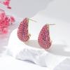 Aretes de Cobre con Microincrustaciones de Circonita en Forma de Gota de Agua, Moda Transfronteriza Estilo Simple, Diseño Abierto, Súper Brillantes, Aretes Estilo Celebridad de Internet