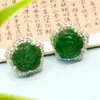 9281 Jadeíta Natural Grado A Flor de Rosa Aretes de Botón Venta al por Mayor Regalo de Año del Zodiaco para Mejor Amigo Variedad para Elegir