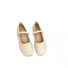 Sapatos Mary Jane estilo francês para mulheres, de salto baixo, bico quadrado, corte baixo, estilo delicado, sapatos baixos versáteis, novo modelo 2025