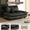 Sofá Velero para Sala de Estar, Nuevo Modelo 2025, Asiento Profundo, Piel de Garra de Gato, Fila Recta de Dos Plazas, Sofá de Piel Minimalista Italiano Negro