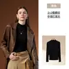 Blusa Base Yu Zhaolin Lisa Gola Meia-Alta para Mulheres Outono/Inverno Camada Interna Emagrecedora de Alta Qualidade Pode Ser Usada por Fora Ajustada Manga Longa Top de Outono
