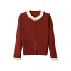 Cardigan Preto de Malha com Gola Redonda e Mangas Longas com Pedraria Pesada para Mulheres, Novo Estilo Primavera 2026, Top de Alta Qualidade Elegante e que Reduz a Idade