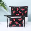 Bolsa de Cosméticos Impermeable de PU Simple de Sandía Transfronteriza de Gran Capacidad Negra Ovalada Portátil para Viajes Bolsa de Cosméticos Cosméticos