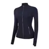 Jaqueta LU com gola alta e zíper dourado, casaco esportivo de manga longa, top de alta elasticidade slim-fit para corrida, fitness e yoga para mulheres
