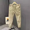 Calças casuais de primavera e outono, masculinas, de corte solto, comprimento até o tornozelo, calças cargo, marca da moda, para adolescentes, calças compridas esportivas