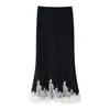 Ropa europea y americana transfronteriza para mujer, popular en AliExpress e INS, top corto informal retro de retazos de encaje de moda + falda midi