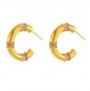 Pendientes geométricos de diamantes en forma de C Omega de acero inoxidable con baño de PVD en oro real de 18 quilates para mujer, pendientes de viajero diario con temperamento