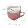 Taza de Cerámica Taza de Desayuno con Tapa Taza Estilo Ins para Niñas Taza de Agua para Pareja Alta Apariencia Taza para Beber Agua Avena