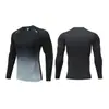 Body de Base de Alta Elasticidade para Uso Externo Masculino Corrida Esportes Ciclismo Secagem Rápida Respirável Estampado Manga Longa Camiseta Top de Treino