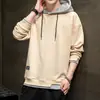 Moletom com Capuz Masculino Outono e Inverno Forrado com Fleece Estilo Japonês Ins Marca da Moda Falso Duas Peças Moletom Masculino Juventude Casual Roupa Masculina