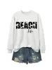 Vida na Praia Amazon Ebay Site Independente Moletom Feminino da Moda e Divertido com Gola Redonda e Manga Longa Outono e Inverno