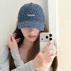 Gorra de béisbol con bordado floral y letras de diseño coreano para mujer, hace que la cara se vea más pequeña, para salidas, protección solar, visera curva, circunferencia de cabeza grande