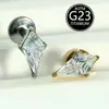 Brincos de Liga de Titânio F136 em Forma de Losango com Rosca e Zircônia Piercings Labiais Acessórios para Orelha Fabricante Transfronteiriço Body Piercing de Titânio Integrado