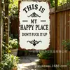 Amazon TEMU transfronteiriço mais vendido slogan placa de lata Lugar Feliz jardim pátio sinal decorativo de metal