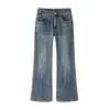 Jeans Lavados con Patrón de Rayos Ligeramente Acampanados Muqiu para Hombre, Corte Holgado, Pantalones Acampanados Vintage Frescos de Alta Gama